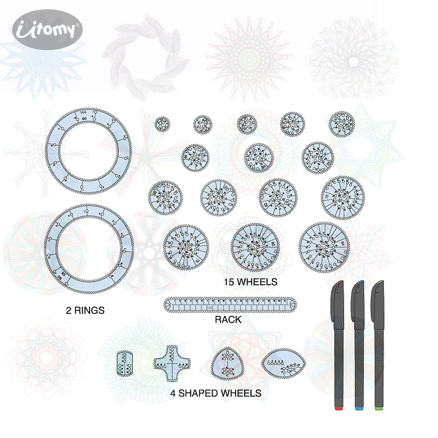 Набор спиральных аксессуаров для рисования 22 шт.|spirograph drawing|design drawingspirograph drawing set |