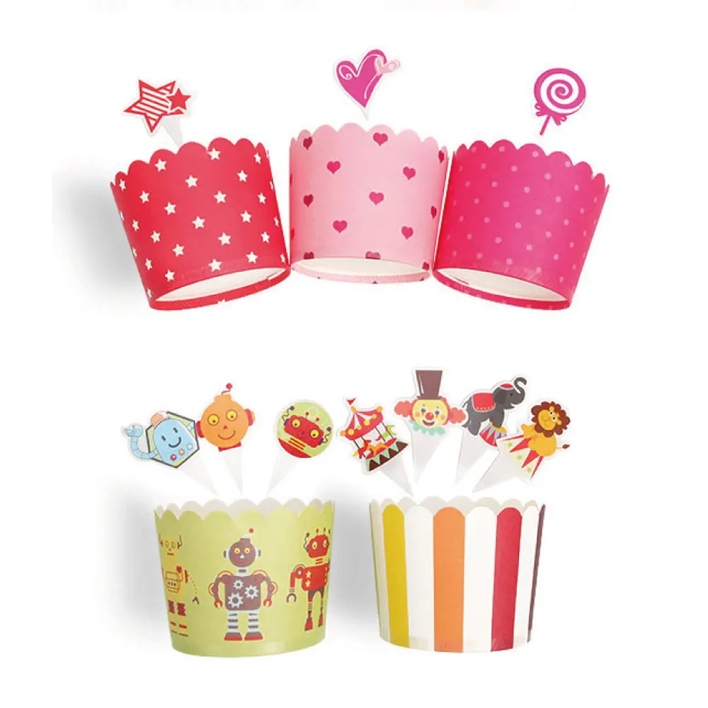 25Pcs/Set Cute Paper Cake Cupcake Liner with Inserts Card Baking Muffin Box Case Party Tray Mold Wedding Cup | Дом и сад