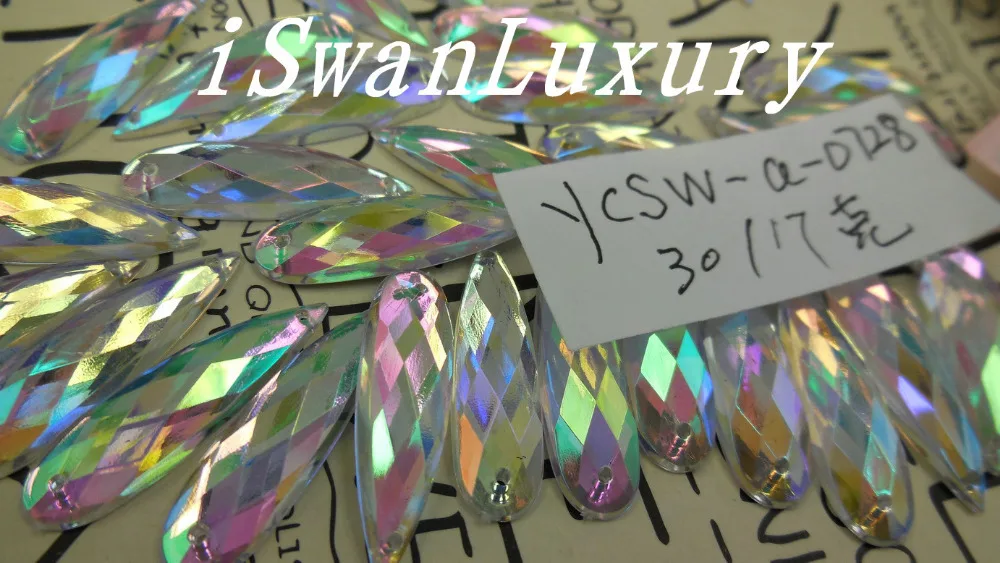 Акриловые Плоские сзади Швейные длинные прозрачные ab Падение Свободные Стразы