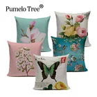 Наволочка для подушки, с цветами, акварельная, винтажная, подушка с птицей, чехлы высокого качества для дивана Декоративные Чехлы на подушку, 45*45 см