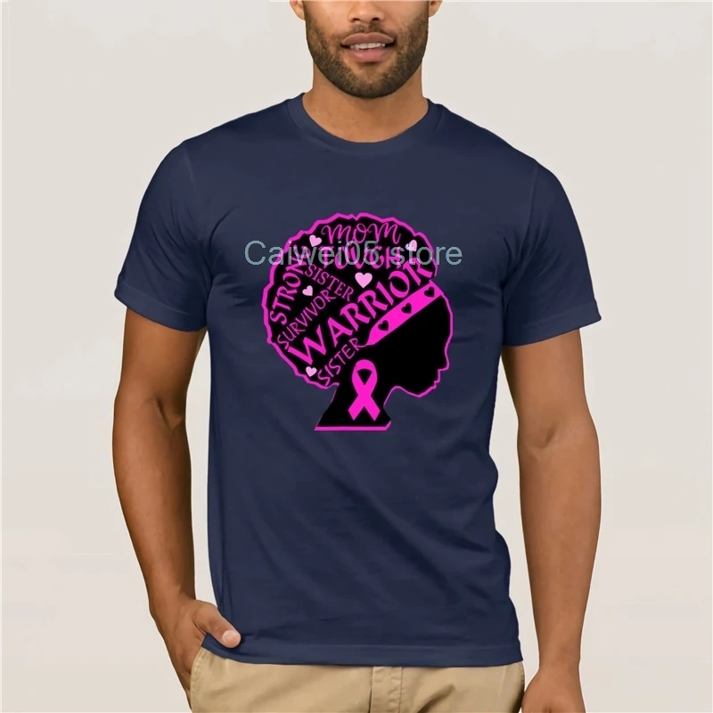 New fashion trend Breast Cancer Warrior T shirt Black Women African American-Colonhue Top Men's T-shirt | Мужская одежда