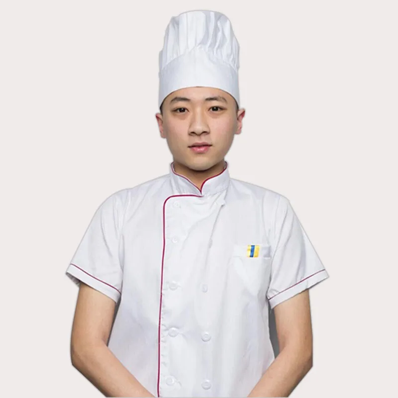 Летняя одежда для шеф повара унисекс кухонная куртка с коротким рукавом белая