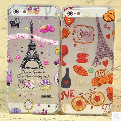 Free shipping newest cartoon candy Eiffel fashion urtrathin litchi model phone case for i 4 4s 5 5s protective |
