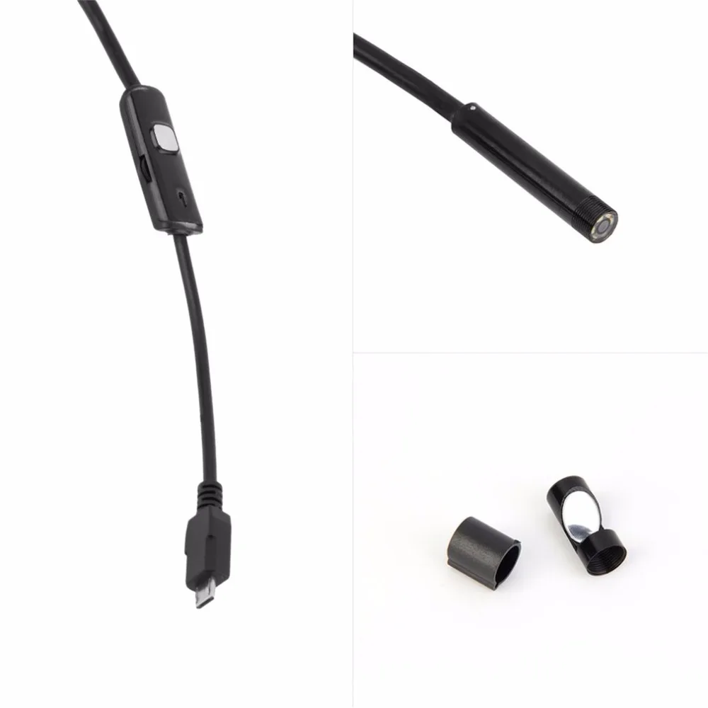 Черный 720P HD 6LED 1 м/7 мм объектив эндоскопа камера водонепроницаемый инспекционный бороскоп для Android PC телефон и устройство для ноутбука