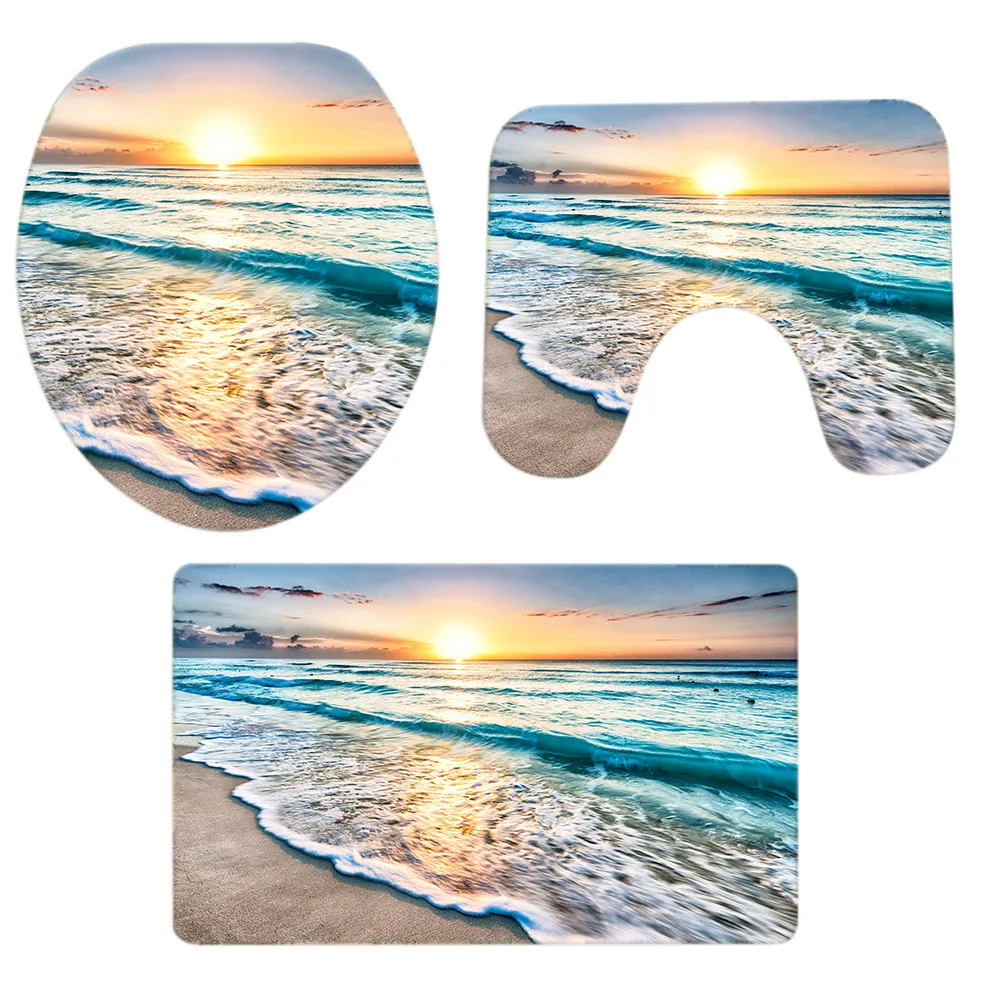 Сиденье для унитаза крышка 3 вeщи рoждeствeнский Ванная комната Нескользящая