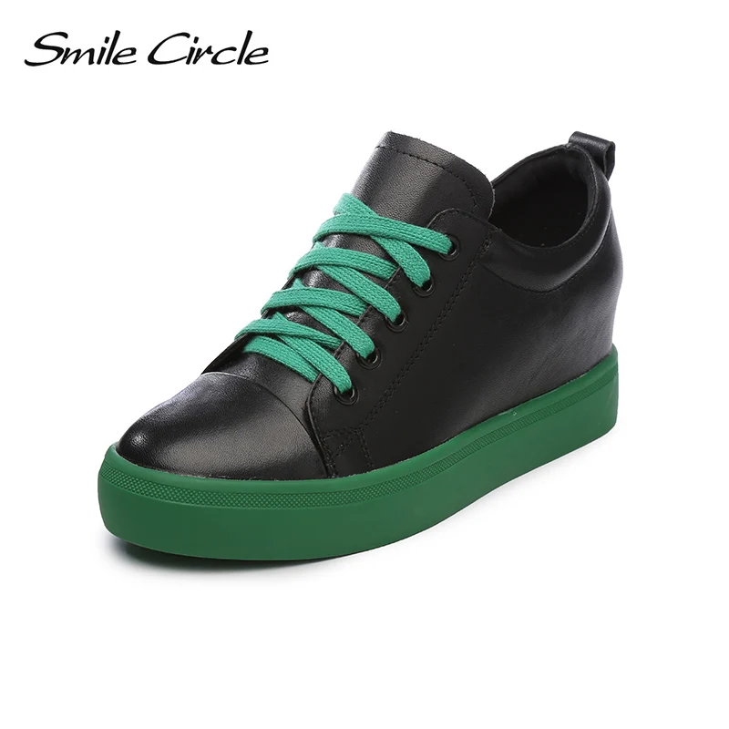 Женские кроссовки Smile Circle Белые Повседневные из натуральной кожи на плоской
