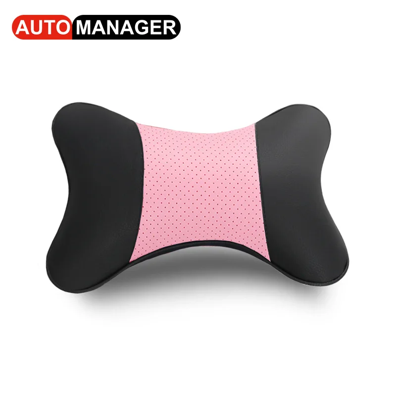 Neck Pillow Кожаная поясничная поддерживающая Подушка Автомобильная подушка для массажа спины и подголовник для автомобильного сиденья офисное кресло поясничные подушки - Название цвета: Neck Pillow