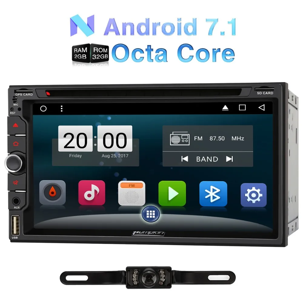 Тыква Qcta core 2 Din 6 95 &quotAndroid 7 1 Универсальный Автомобильный dvd плеер gps навигация Wifi 3g