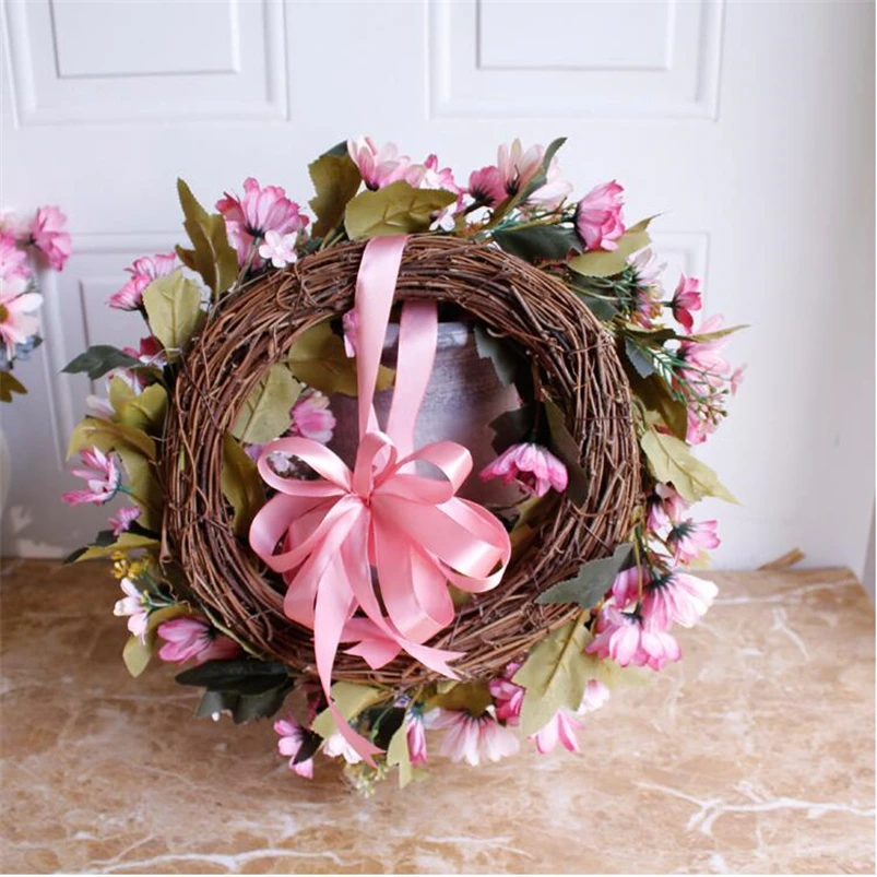 Искусственные розы пионы цветок Гирлянда 35 см Рождественский Венок Дверь венок