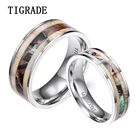 Tigrade 68 мм мужское титановое кольцо, рога оленя, камуфляжная инкрустация, гранитный дизайн, обручальные кольца для женщин, ювелирные изделия
