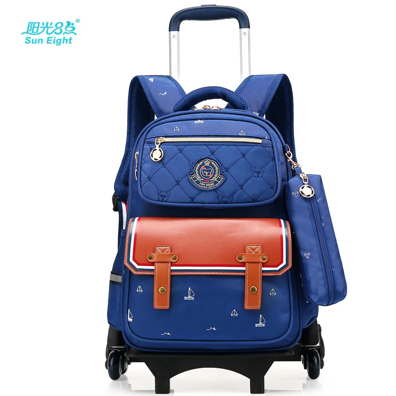 Children School Bags with 6 Wheels Removable Kids Trolley Schoolbag Boys Girls Rolling Backpack Wheeled Child Bookbag luggage