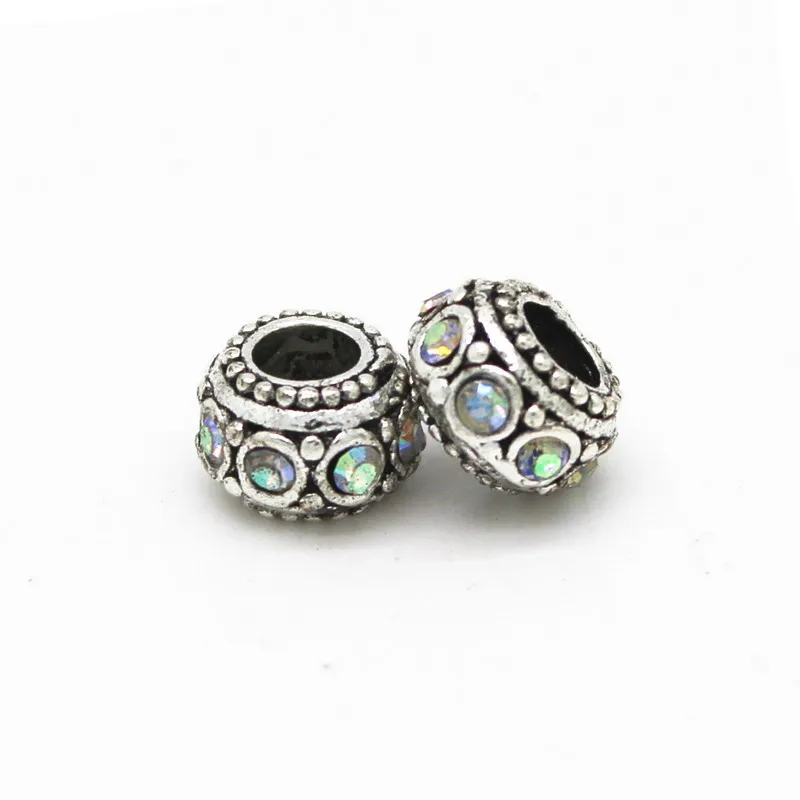 Бесплатная доставка 1 шт. Серебряная бусина с леской из кристаллов