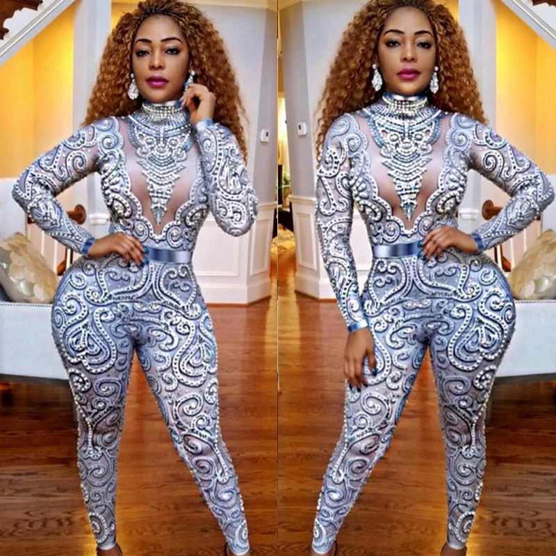 Great 2019 Hot Sale Sexy Rompers Womens Jumpsuit Nightclub Sequin Vintage Cocktail Elegant Long Woman Overalls | Женская одежда