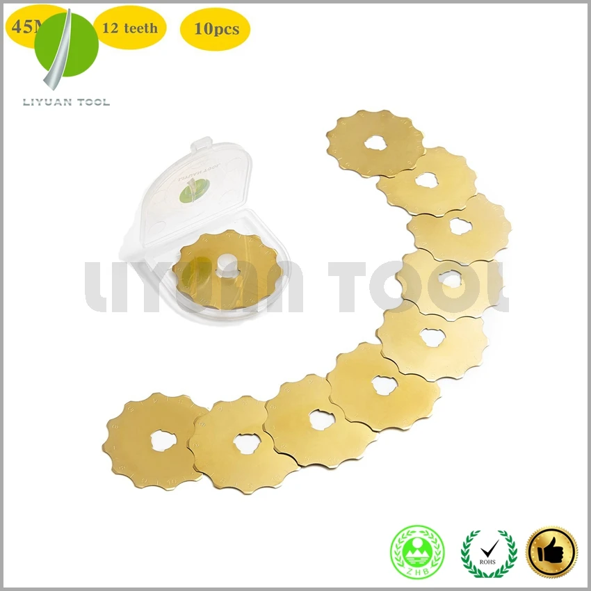 45MM Rotary Cutter with 10pcs New Crochet Edge Skip Perforating Titanuim Gold Blades 12T for Making Holes | Дом и сад