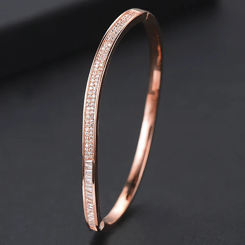 Rose gold Модный известный бренд браслет полный кубический цирконий для помолвки bijoux femme Lover женский юбилей фестиваль подарок - Окраска металла: Rose gold