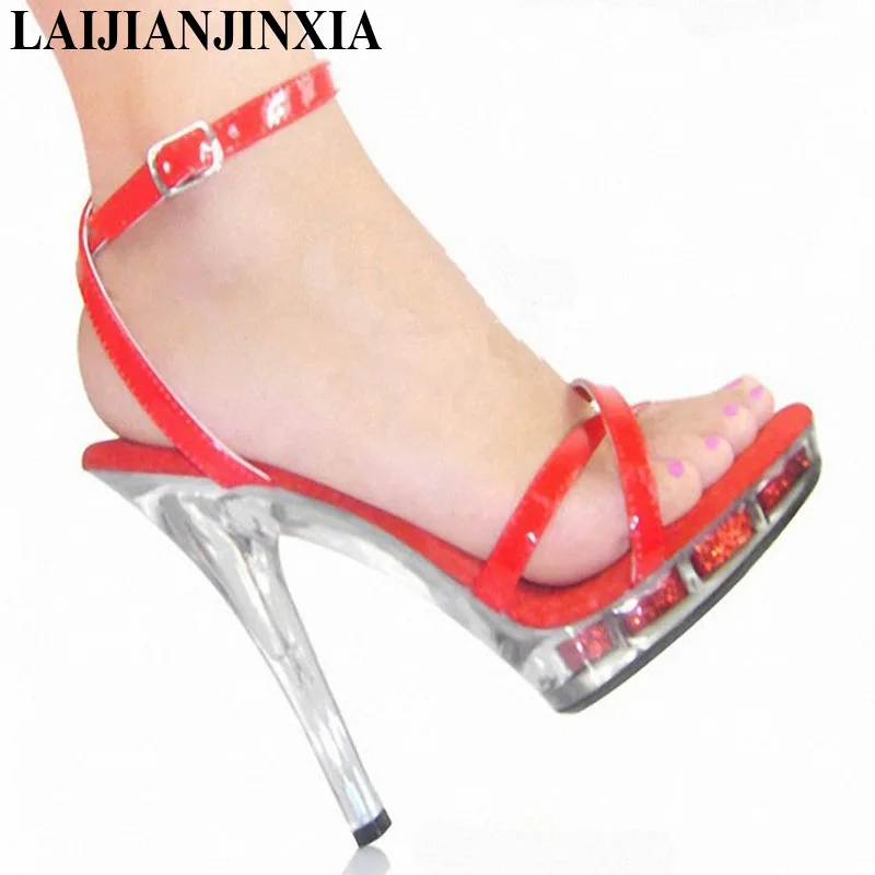 LAIJIANJINXIA New 5 Inch High Heels Shoes Sexy Red Dance Shoes 13 CM High Heels Sandals Night Club Pole Dancing Sandals N-048
