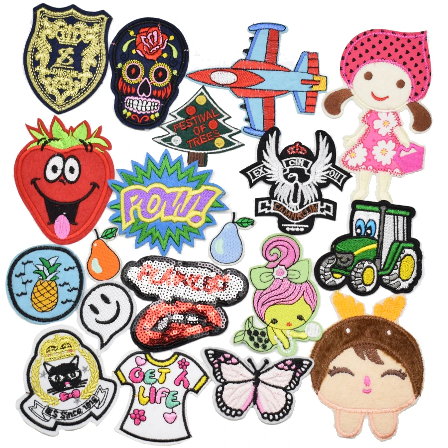 50pcs random hot patches badges for clothing iron embroidered patch applique on DIY kidsɺpparel sewing accessories | Дом и сад