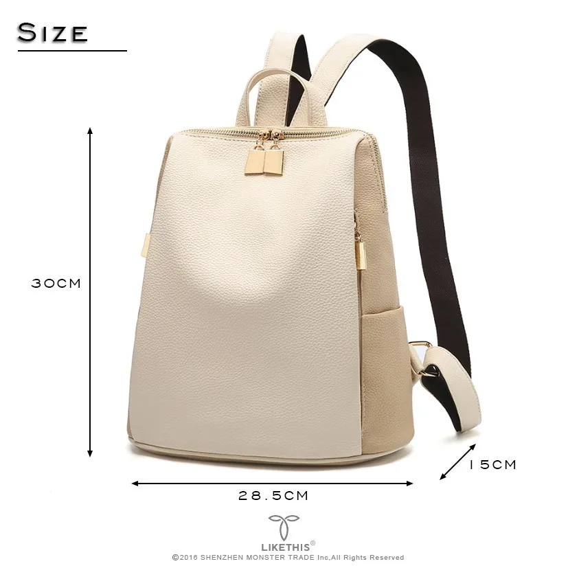 Women Backpack for School Style Leather Bag For College Simple Design Casual Daypacks mochila Female Famous Brands | Багаж и сумки