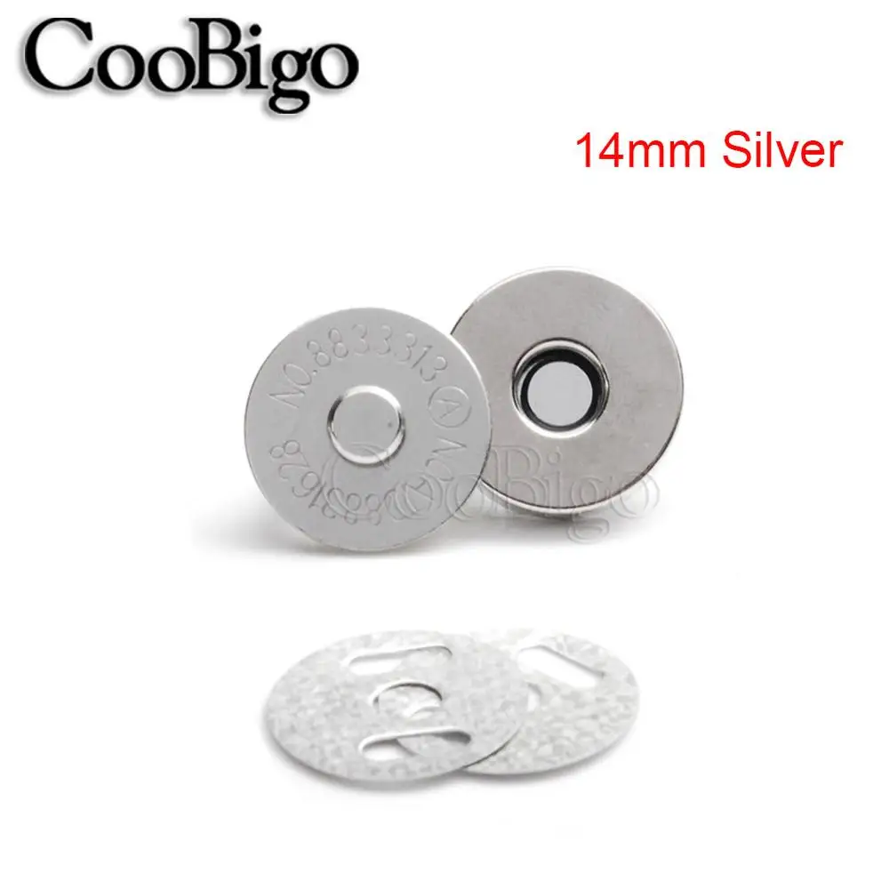 14mm Silver Партиями по 5 комплектов Магнитные застежки-кнопки застежки, пуговицы металлические сумки из натуральной кожи, сумочка, кошелек, сшитая кожаная Запчасти аксессуары Dia. 10 мм 14 мм 18 мм - Цвет: 14mm Silver