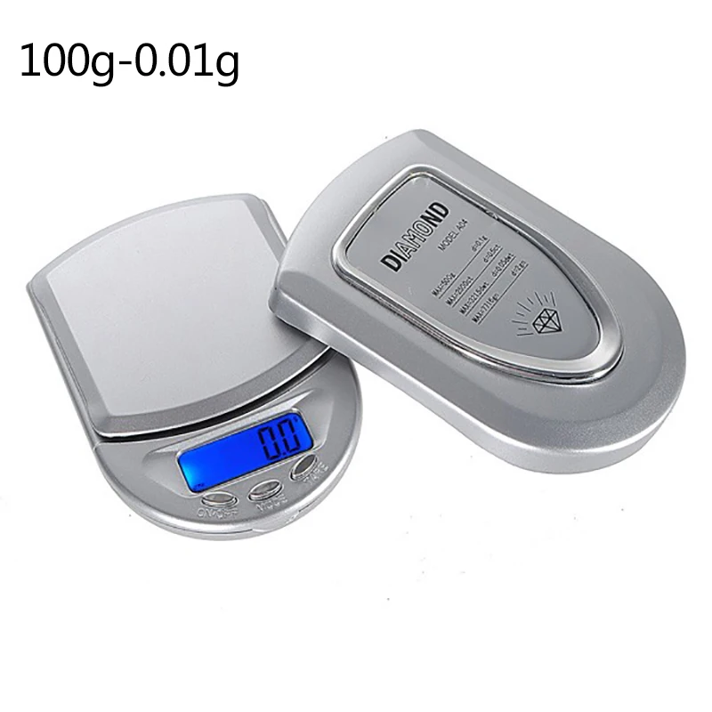 100g-0.01g Urijk Портативный цифровые весы 100/200/500g 0,01/0,1g Мини Карманные электронные весы с Подсветка грамм весы мини-электронная шкала - Цвет: 100g-0.01g