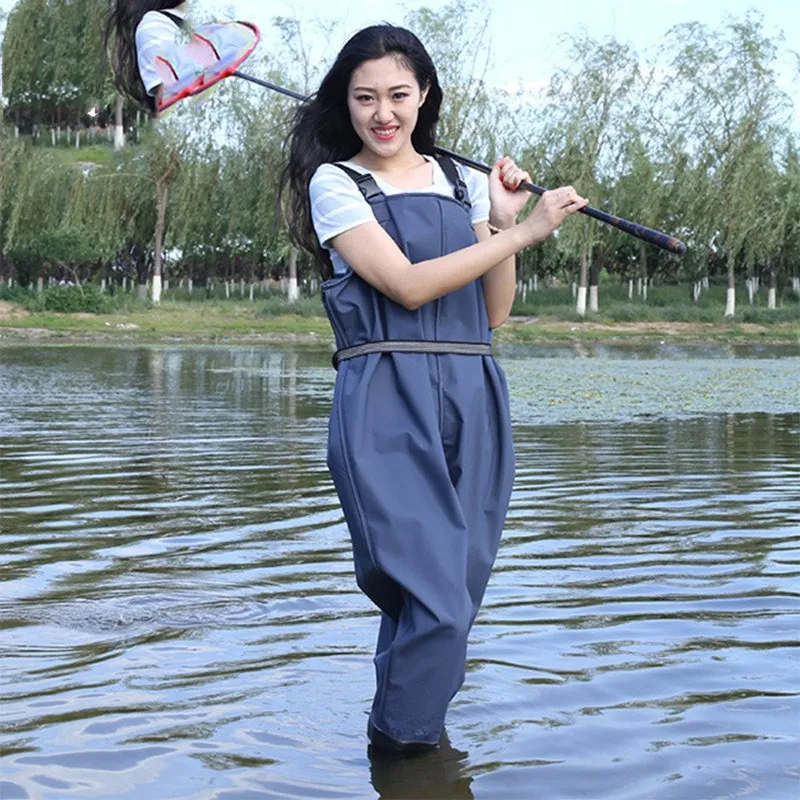 Waterproof Eu37-45 Fishing Thickening Half-body PVC Waders Pants Non-slip Boots Men Women Beach Camping Hunting Wading Trousers