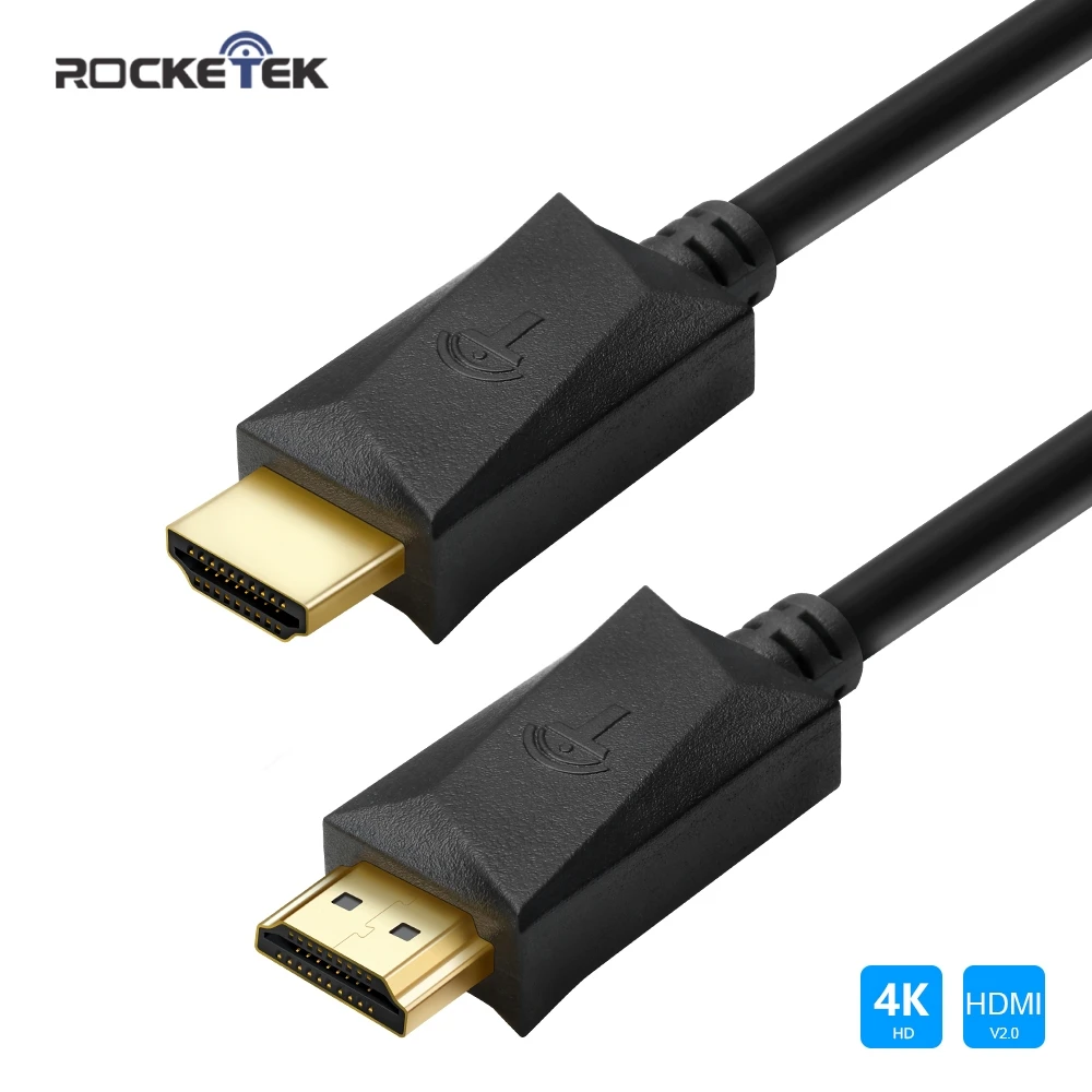 Rocketek HDMI кабель 4K* 2K HDMI 2,0 папа-папа Высокоскоростной HDMI адаптер 3D для Apple tv PS3/4 проектор HDMI кабель 0,5 м-5 м