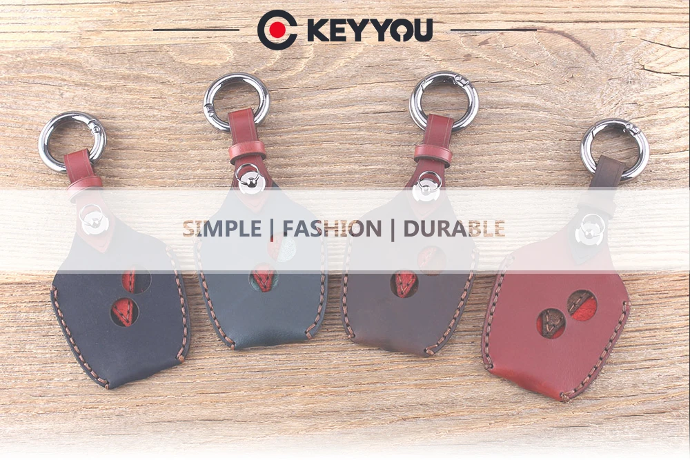 Кожаный чехол для ключей KEYYOU с дистанционным брелоком для автомобиля, 2 кнопки для Renault 206 Kangoo Clio Logan Sandero, чехол для ключей для автомобиля