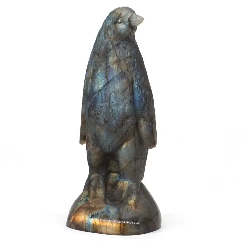 Penguin Natural Labradorite Animal Totem Statue Stone Sculpture Home Decor 4.33" | Дом и сад