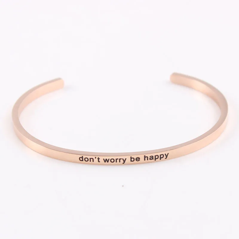 Хит продаж розовое золото цветной браслет с мантрой вдохновляющая нержавеющая