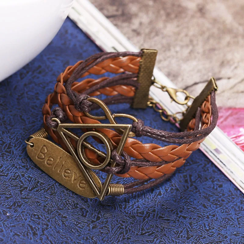 Кожаный браслет с монограммой мужские ювелирные изделия бронзовый верный круг в