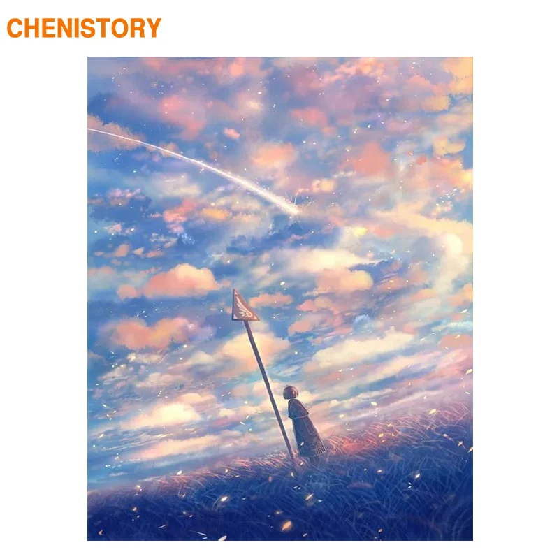 Chenistory картина Сделай Сам без рамки по номерам пейзаж живопись, каллиграфия Современная Настенная живопись ручная роспись маслом для дома - Цвет: 991859