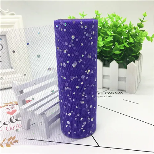 26- purple 15 см(9,2 м/рулон) тюль рулон ткани блестки Свадьба Сад Вечеринка юбка-пачка стол стул DIY украшения детский душ - Цвет: 26- purple