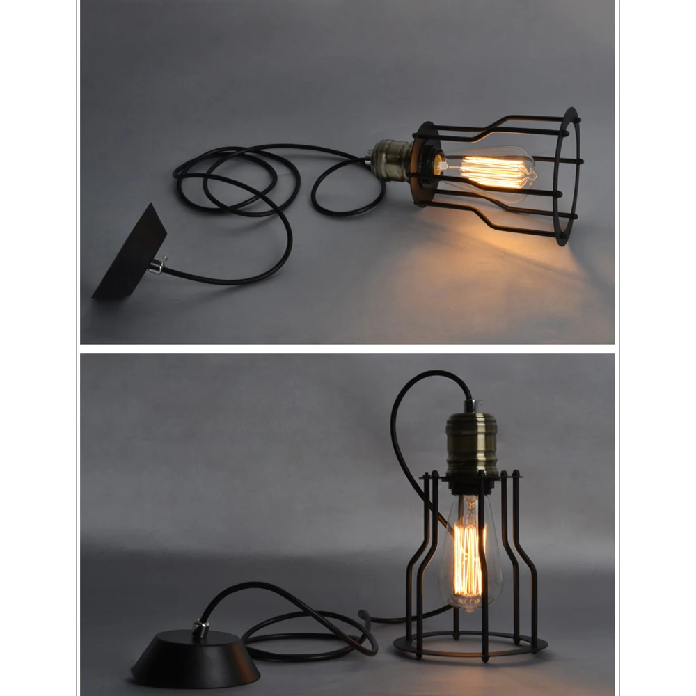 Античные светильники из кованого железа черная металлическая клетка подвесные