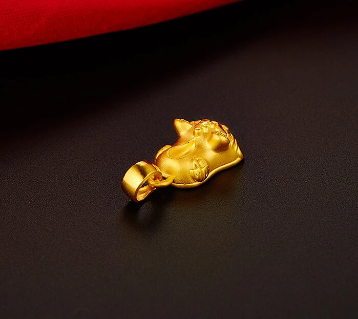 Подлинная Подвеска из желтого золота 24K ботинки с тигром подвеска детский