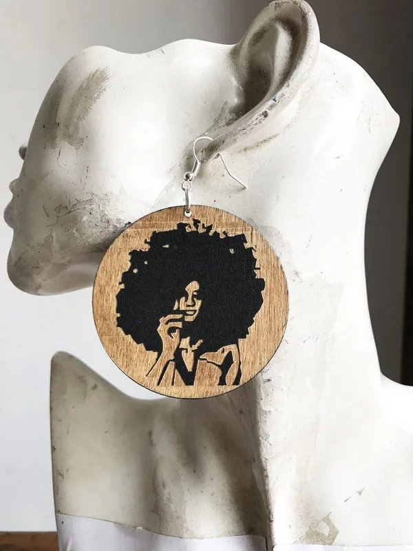 Бесплатная доставка африканские девушки locs волосы деревянные серьги для женщин