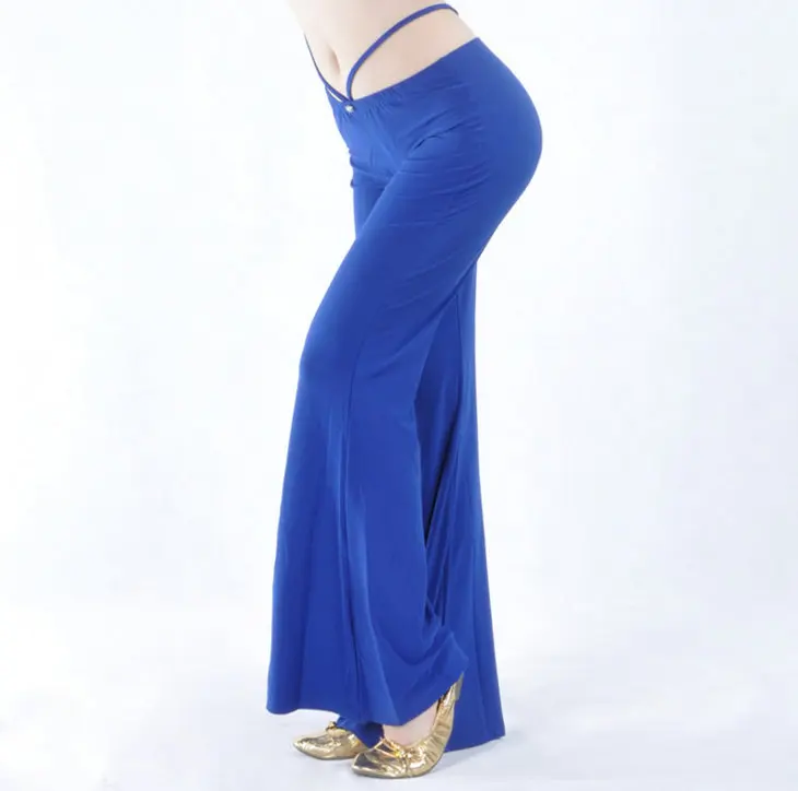dark blue Женские штаны для йоги, танца живота, для девушек, для восточных танцев, для студентов, для тренировок, длинный костюм, расклешенные брюки, 9 цветов - Цвет: dark blue