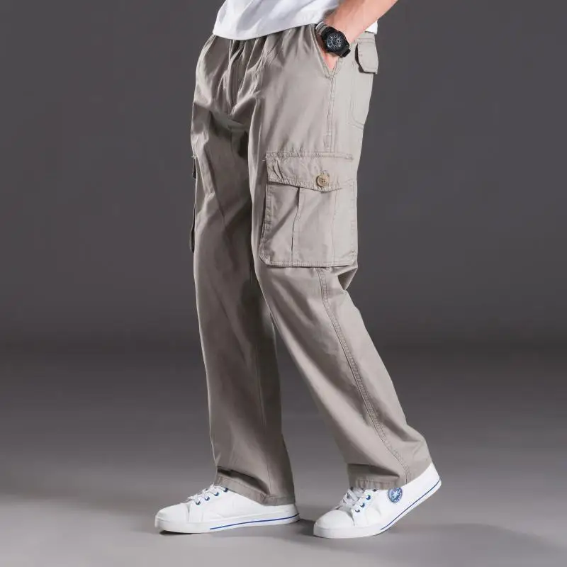 Мужские стандартные Стрейчевые брюки летние повседневные мужские большого