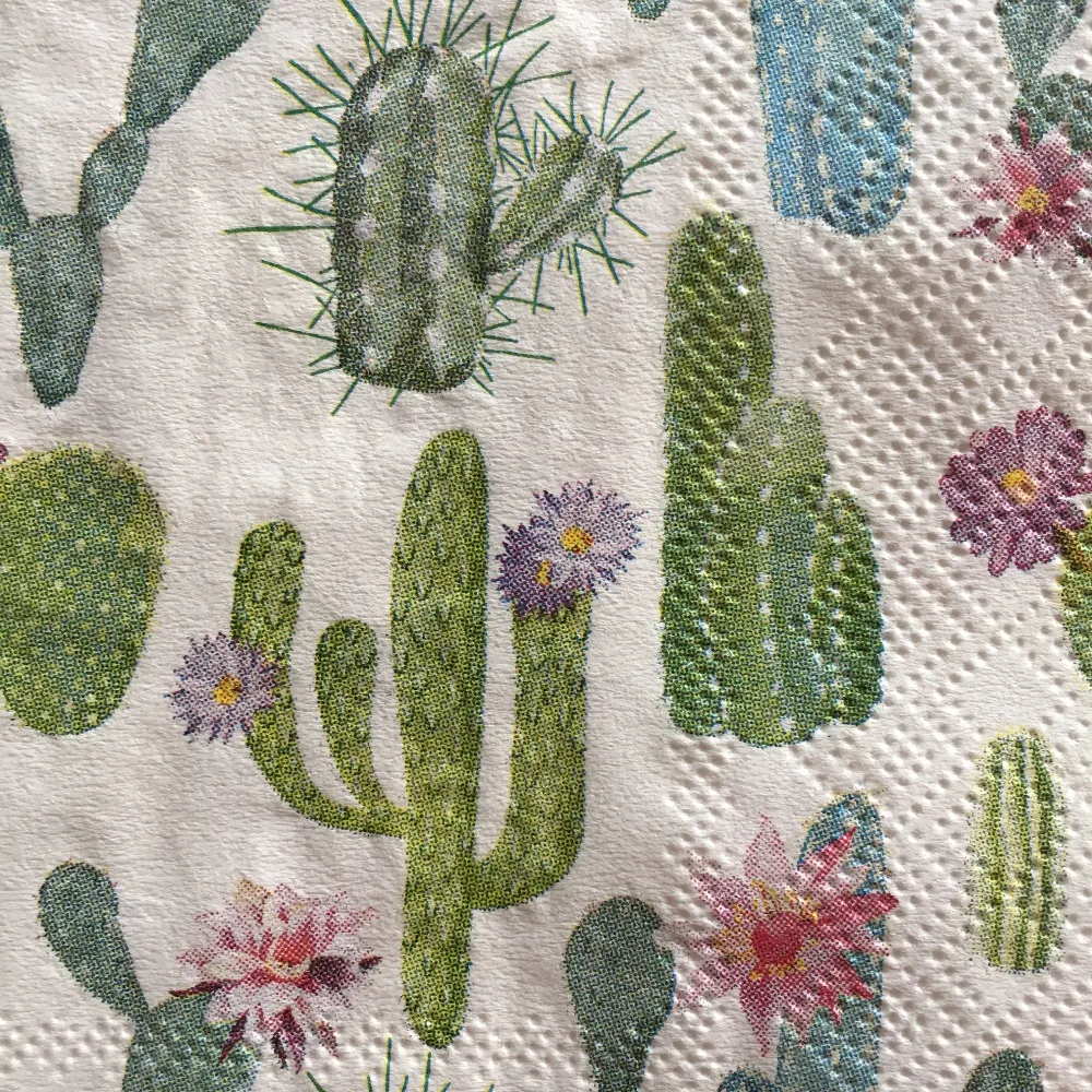 20 квадратных винтажные настольные в сложенном виде принтом кактус салфетки