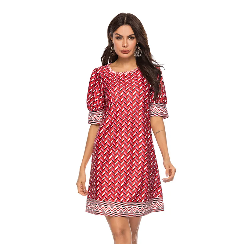 Женское Повседневное платье с круглым вырезом повседневное свободное большого