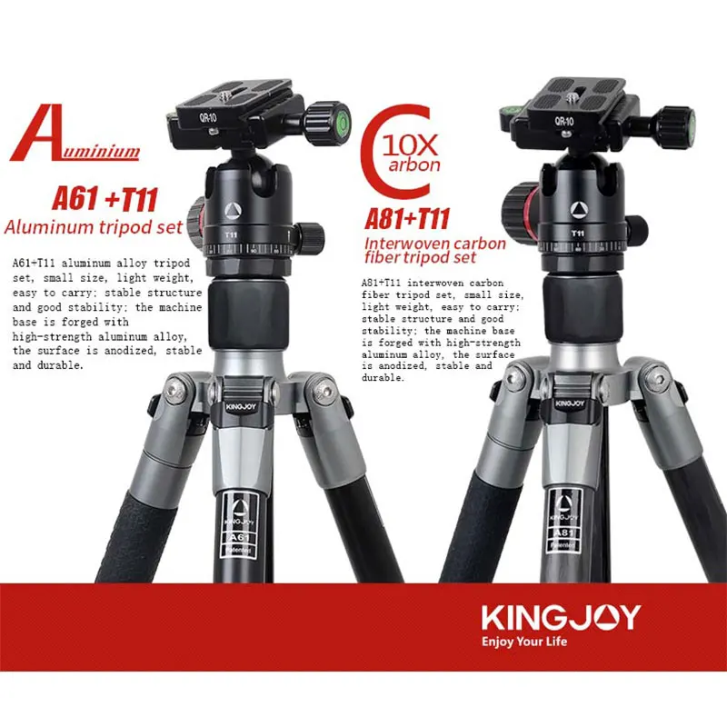 KINGJOY официальный A61/A81 + T11 штатив для камеры из углеродного волокна монопод Dslr всех