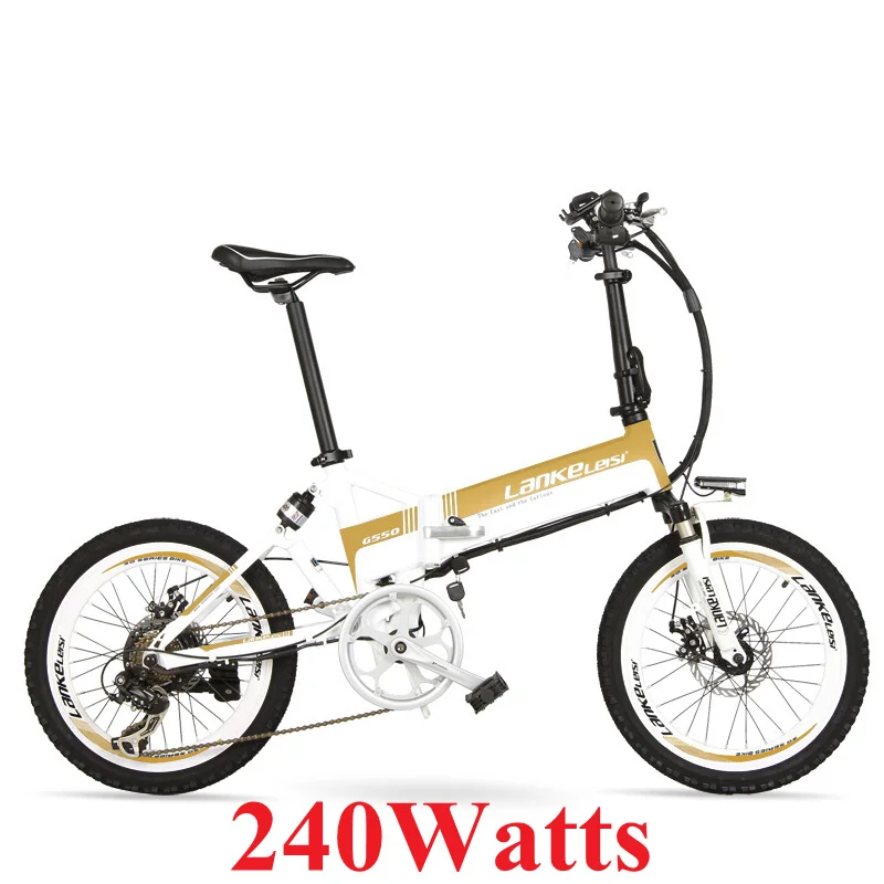 GDWH 240 Watts G550 500 W/240 W Мощный 20 дюймов электрический велосипед, Алюминий складной велосипед, е-байка 36В 13.8Ah большой Ёмкость Батарея, ребёнка ройялас подвесом вилка - Цвет: GDWH 240 Watts