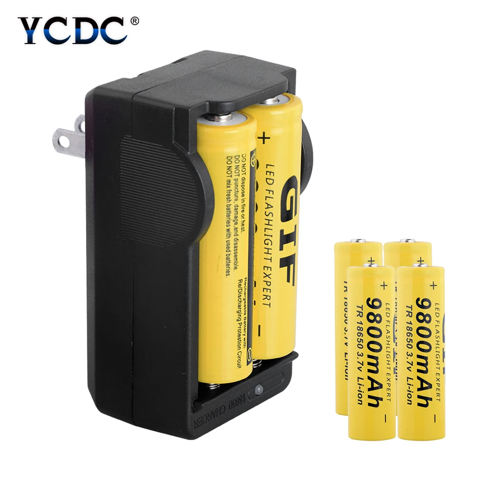 Новинка 18650 аккумулятор 3,7 V 9800mAh литий-ионная аккумуляторная батарея для светодиодной вспышки светильник батарея 18650 батарея+ зарядное устройство с вилкой США