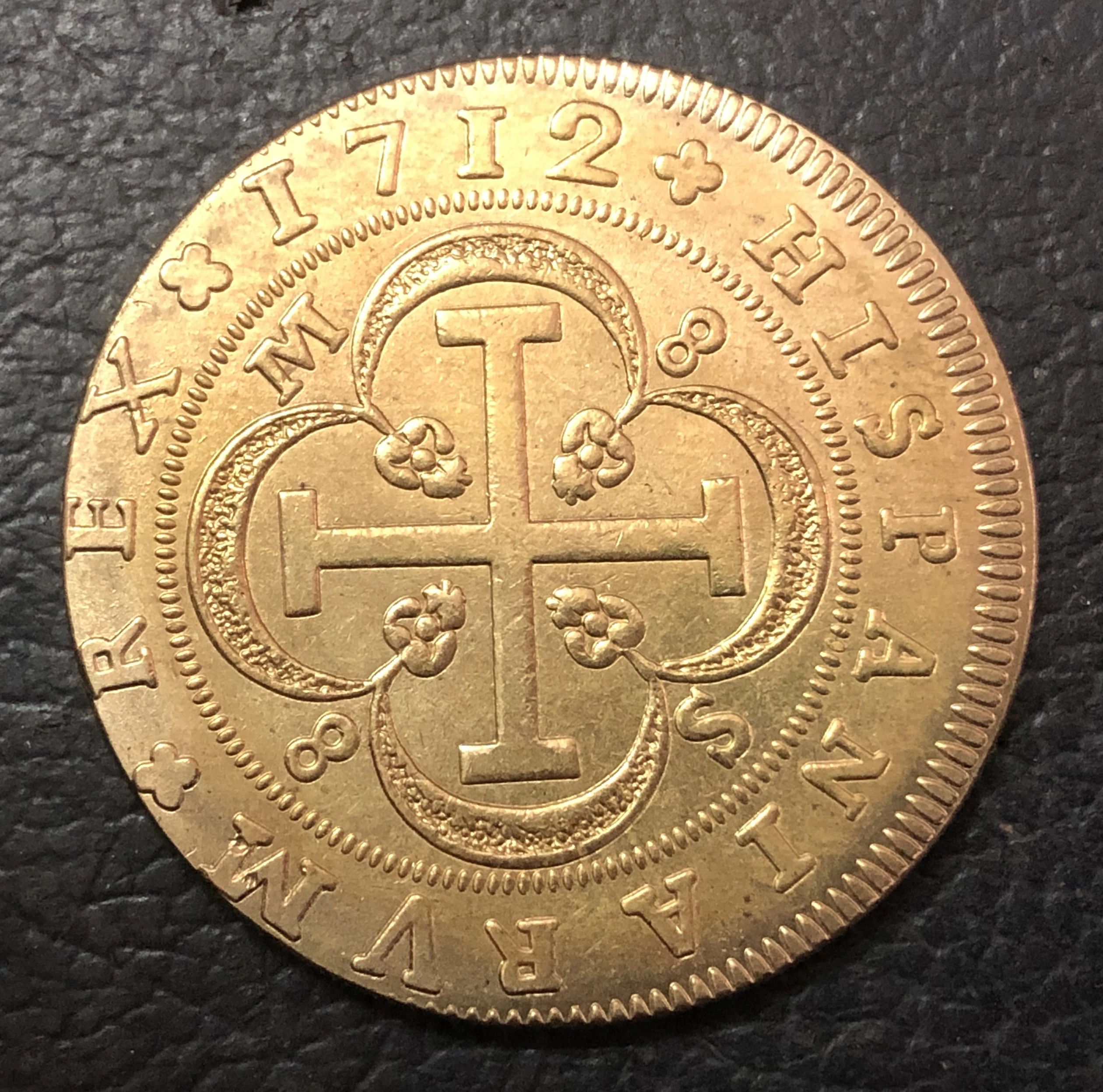 1712 ИСПАНИЯ 8 Escudos-Felipe V Seville, 1-го типа Золотая копия монеты