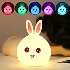 Светодиодный ночсветильник в виде кролика для детей, прикроватная лампа, разные цвета, силиконовый ночсветильник с сенсорным управлением