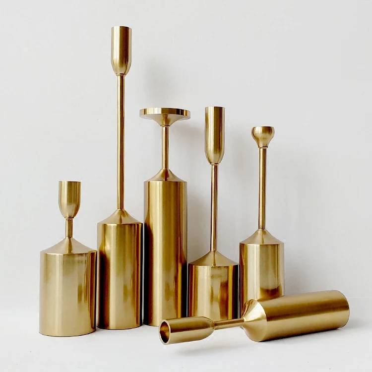 Домашние украшения Латунный Подсвечник для комнаты образца виллы|brass candle stands|candle