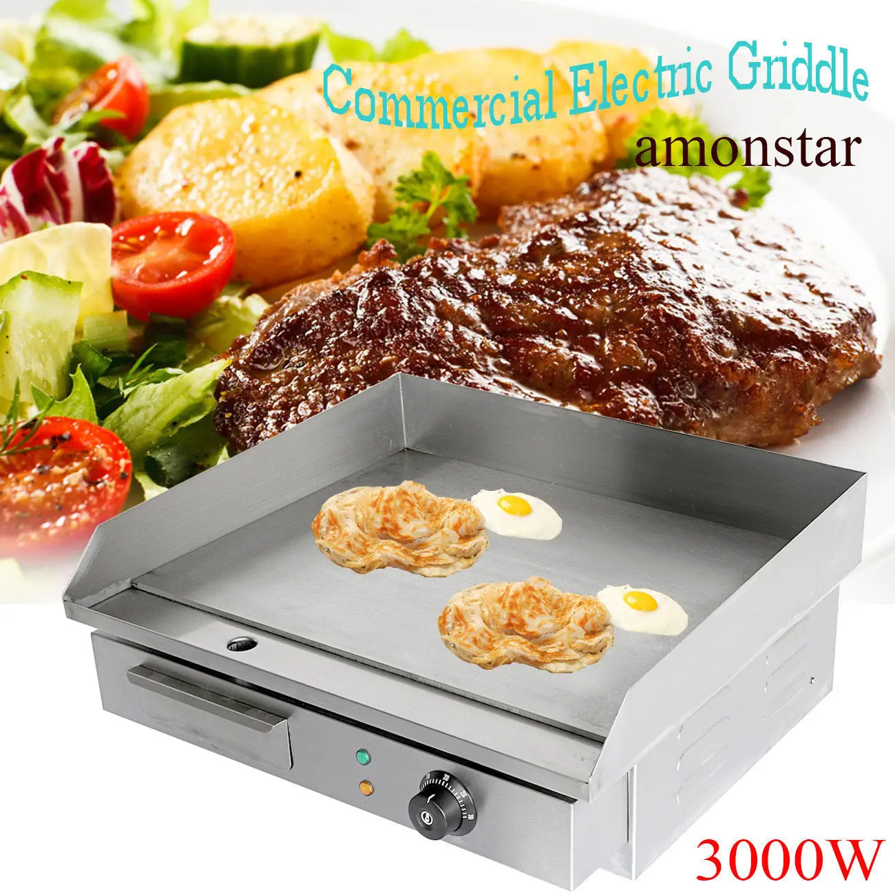 3000W Gastronomy Grillplatte Grill Bratplatte Roasting griddle plate Griddle 55cm