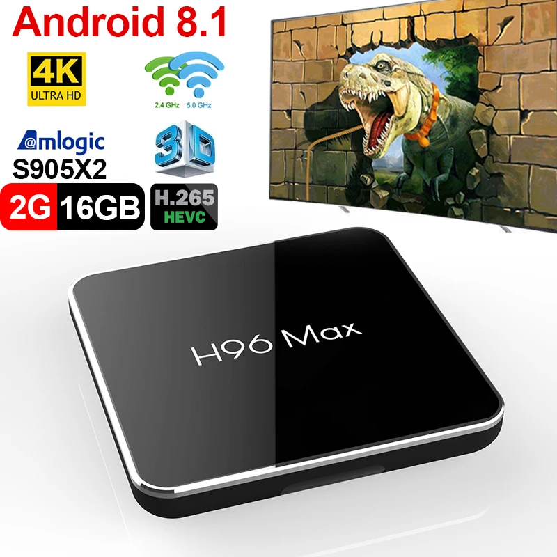 Телеприставка Android 8 1 Amlogic S905x2 четырехъядерный 2g RAM 16g ROM телеприставка 25g Wifi HDMI2.1 3D