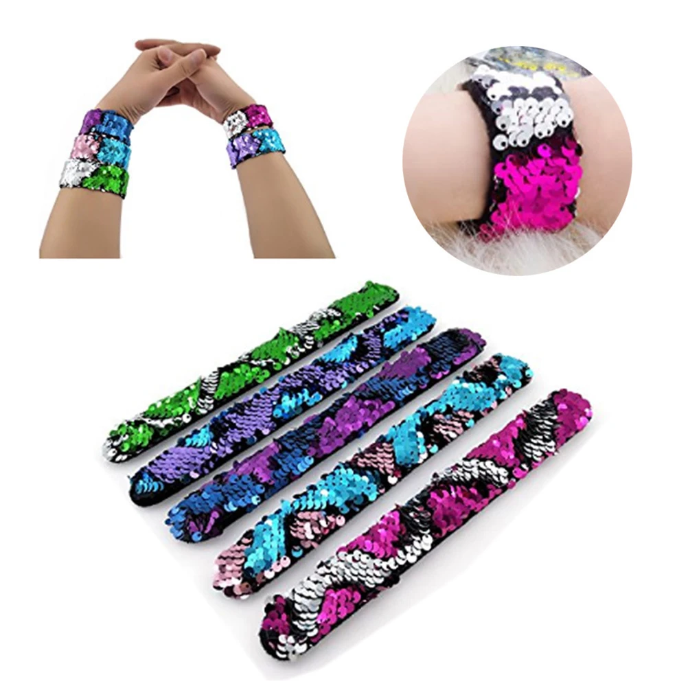 PIXNOR двухцветные браслеты с пайетками модные вечерние ремешком на запястье для