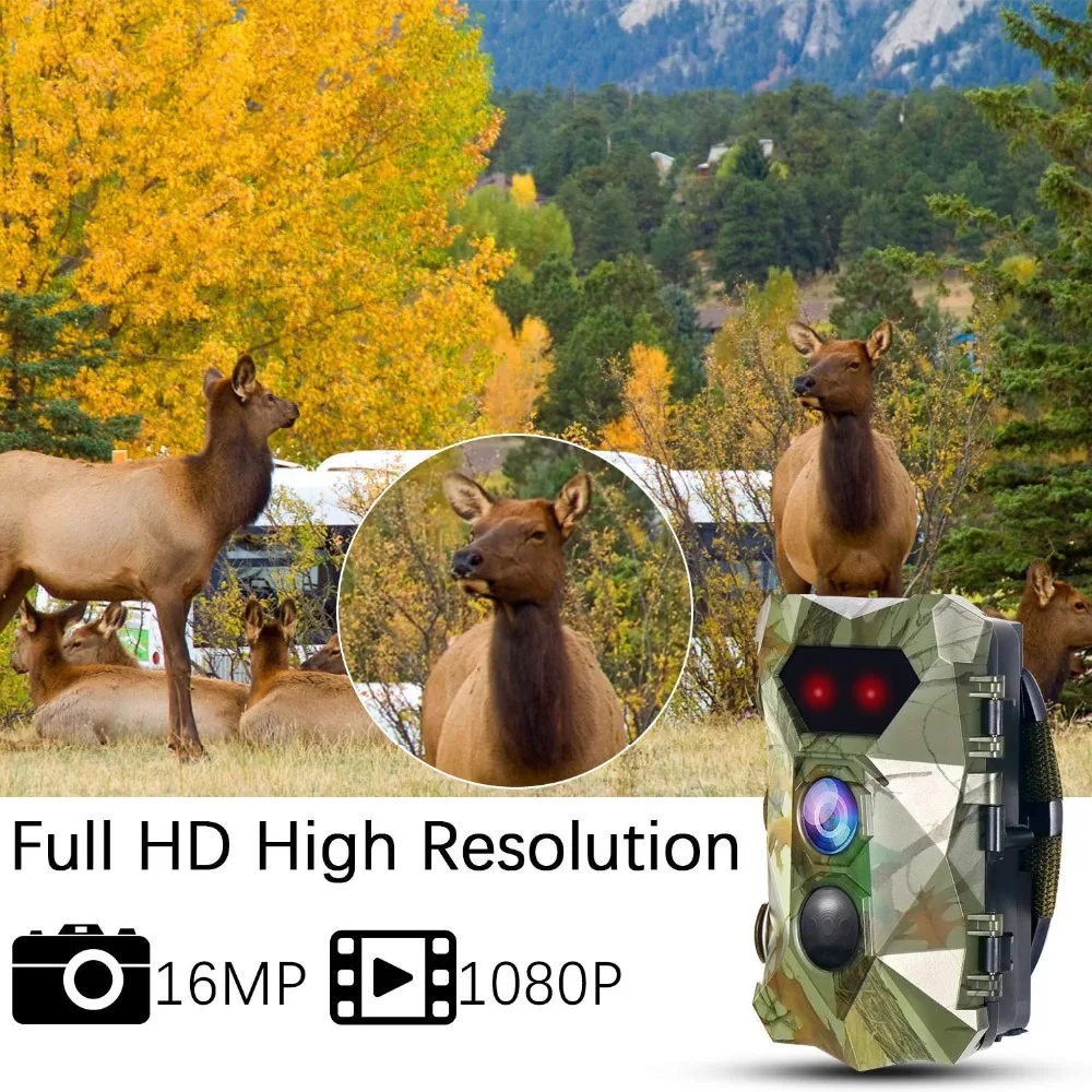 Фотоловушка PDDHKK 1080P HD 16 МП водонепроницаемая IP66|Камеры для охоты| |