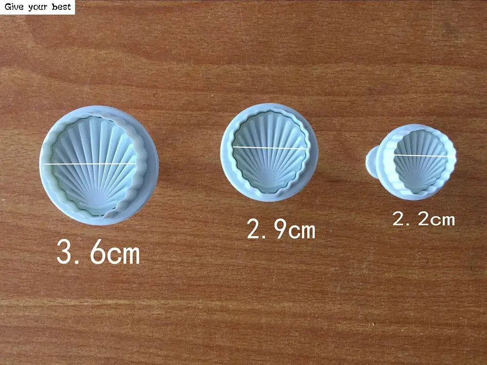 3PCS/ set Shell Shape Spring Cake Tools Cookie Plastic Plunger Cutters Biscuit Paste Sugar Press Molds Decorating Tool | Дом и сад